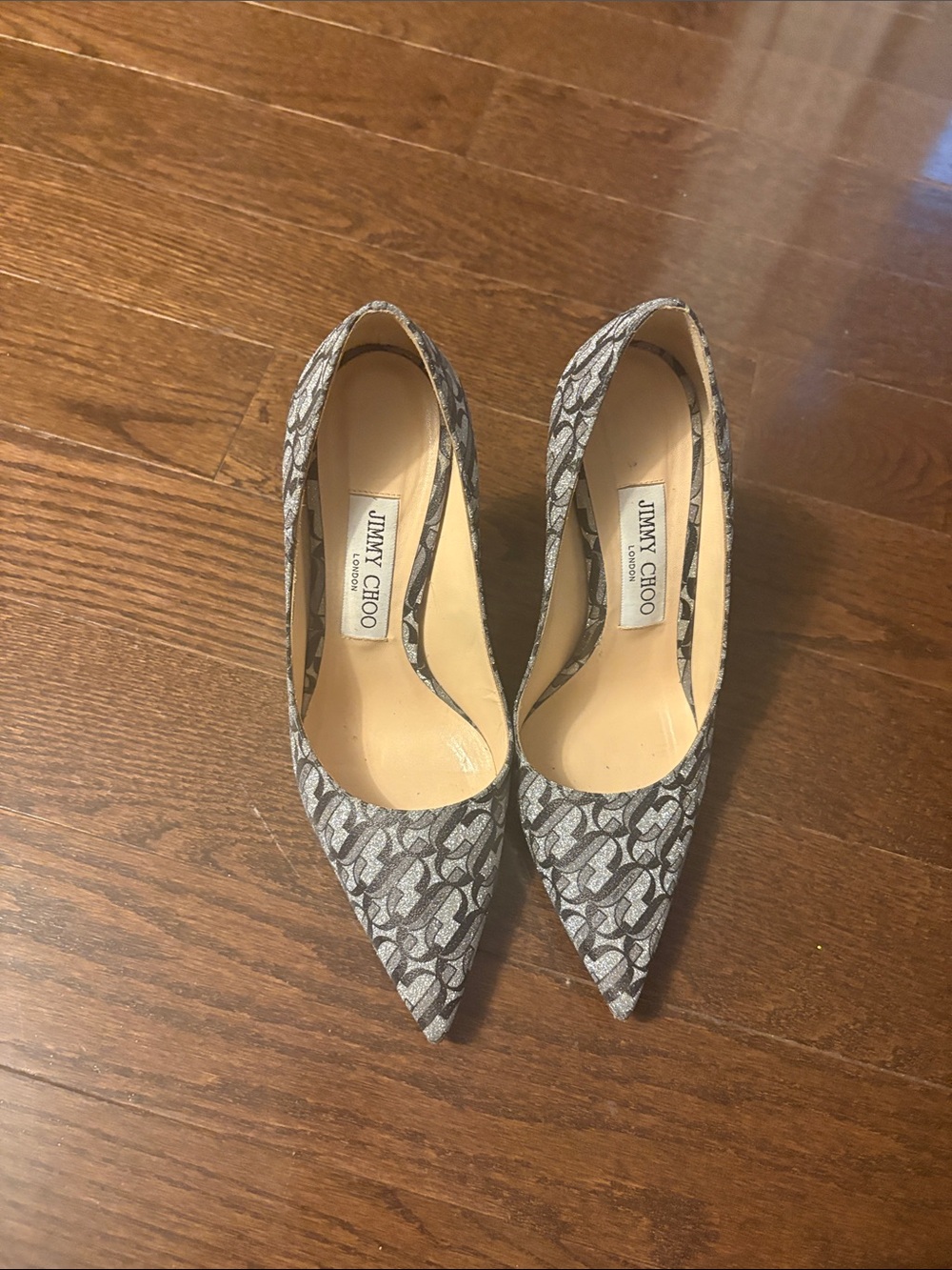 Jimmy Choo Gray Patterned Pointed Toe Pumps